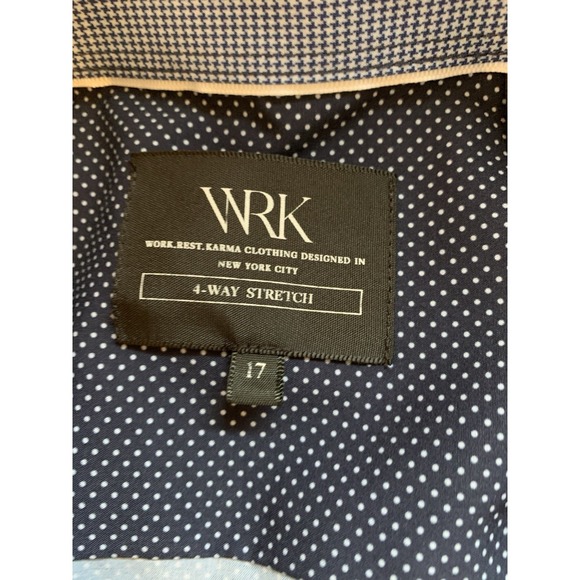 WRK Work Rest Karma Button Down 4 Way Stretch, Men's Sz 17 Blue Polka Dot - Picture 2 of 12